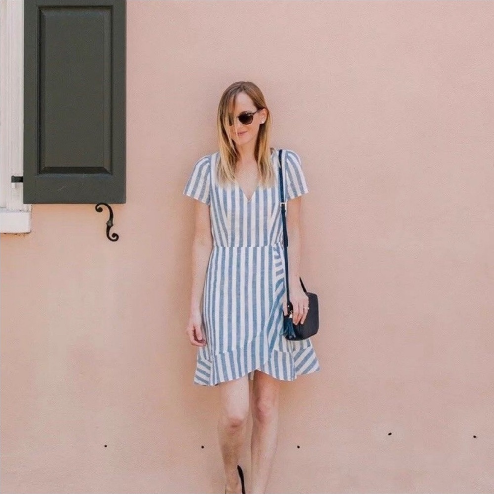 J.Crew white and blue dress